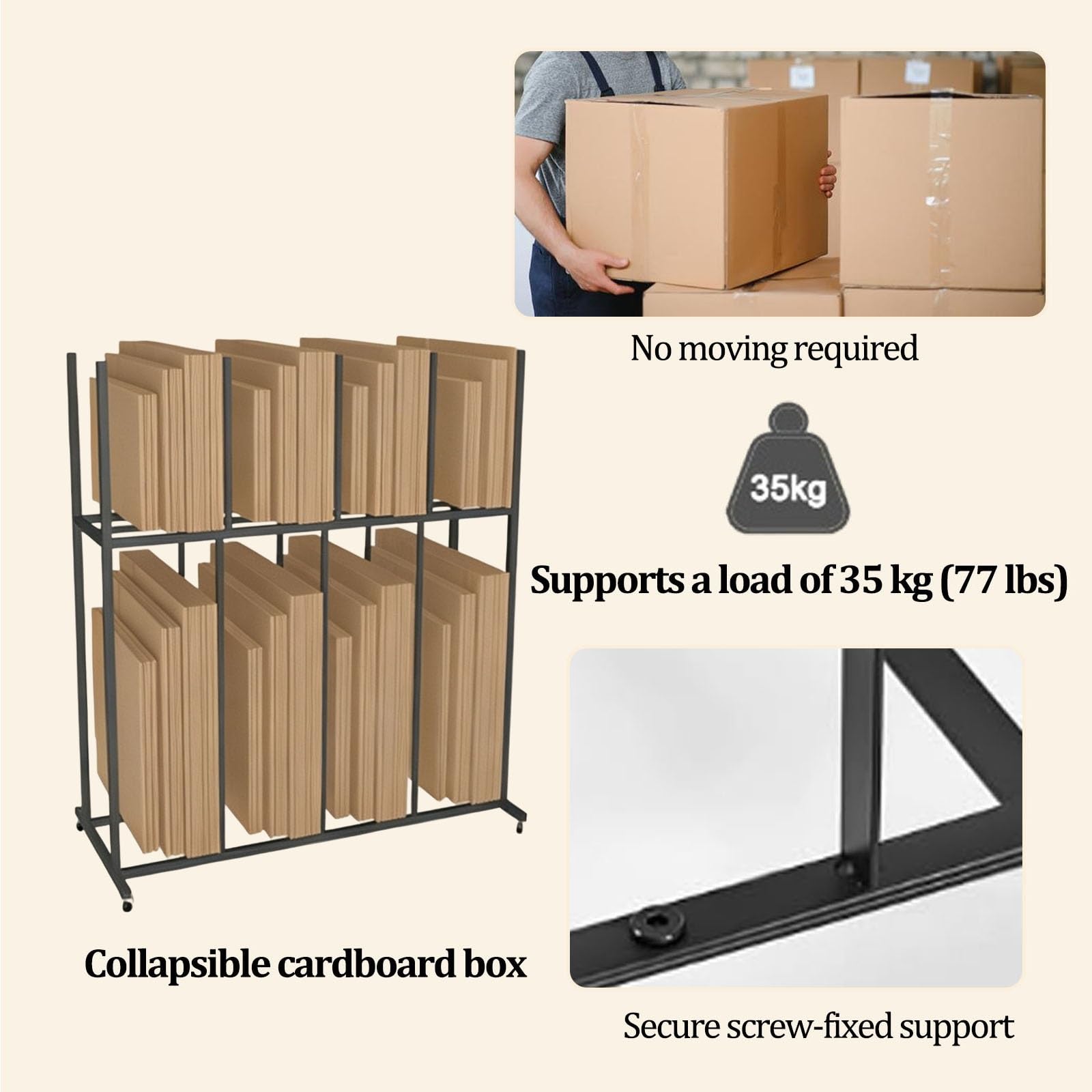 Aufbewahrungsständer für Künstlerbedarf, Leinwandaufbewahrung | Leinwandständer mit Rollen für Zeichenbretter, Malplatten und Zeichenblöcke im Atelier (Schwarz)(3-Tier)