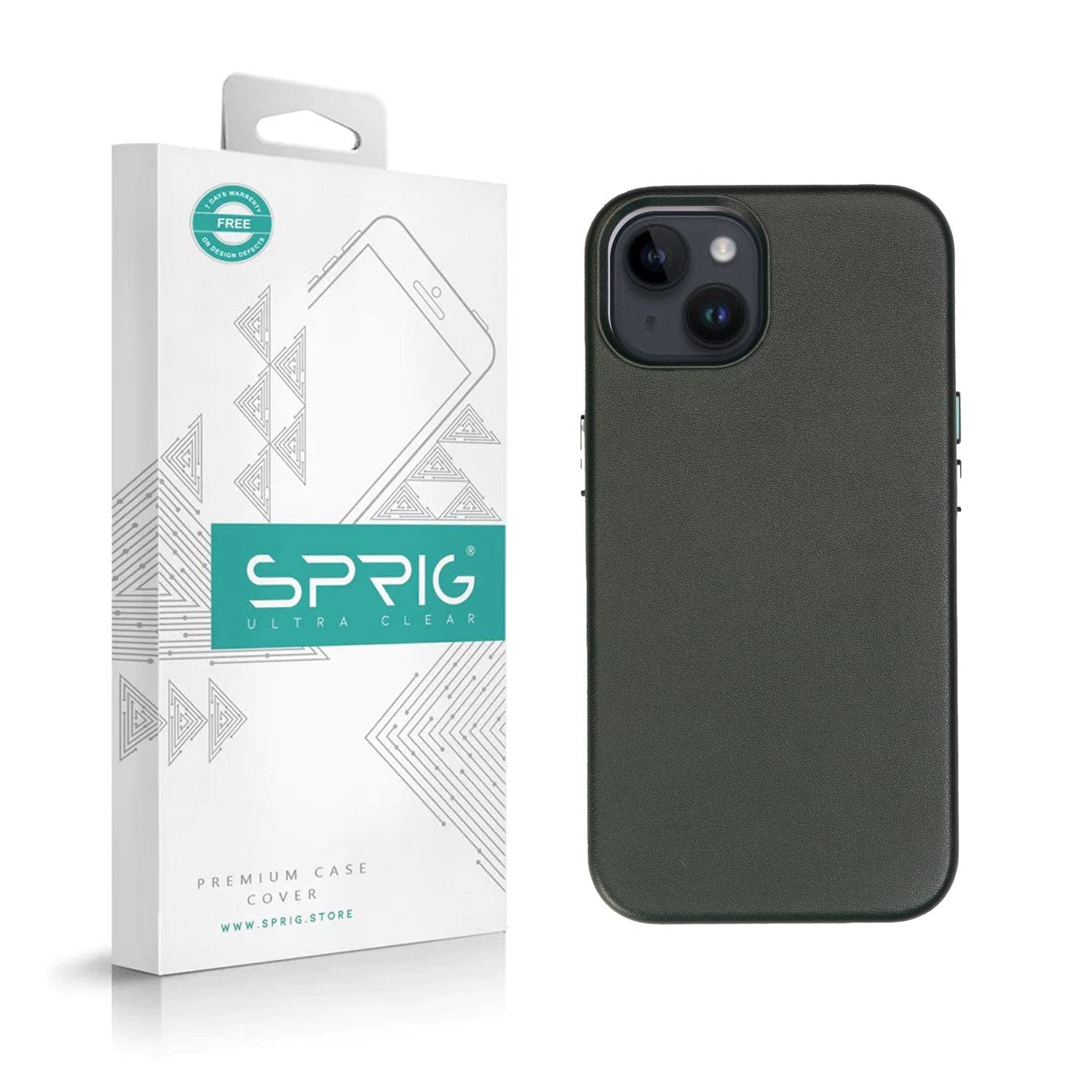 SPRIGCompatible with Apple iPhone 14 PU Leather Magsafe Designer Back Case Cover with Camera Protection Drop Tested Shock Proof for Boys and Girls Dark Green