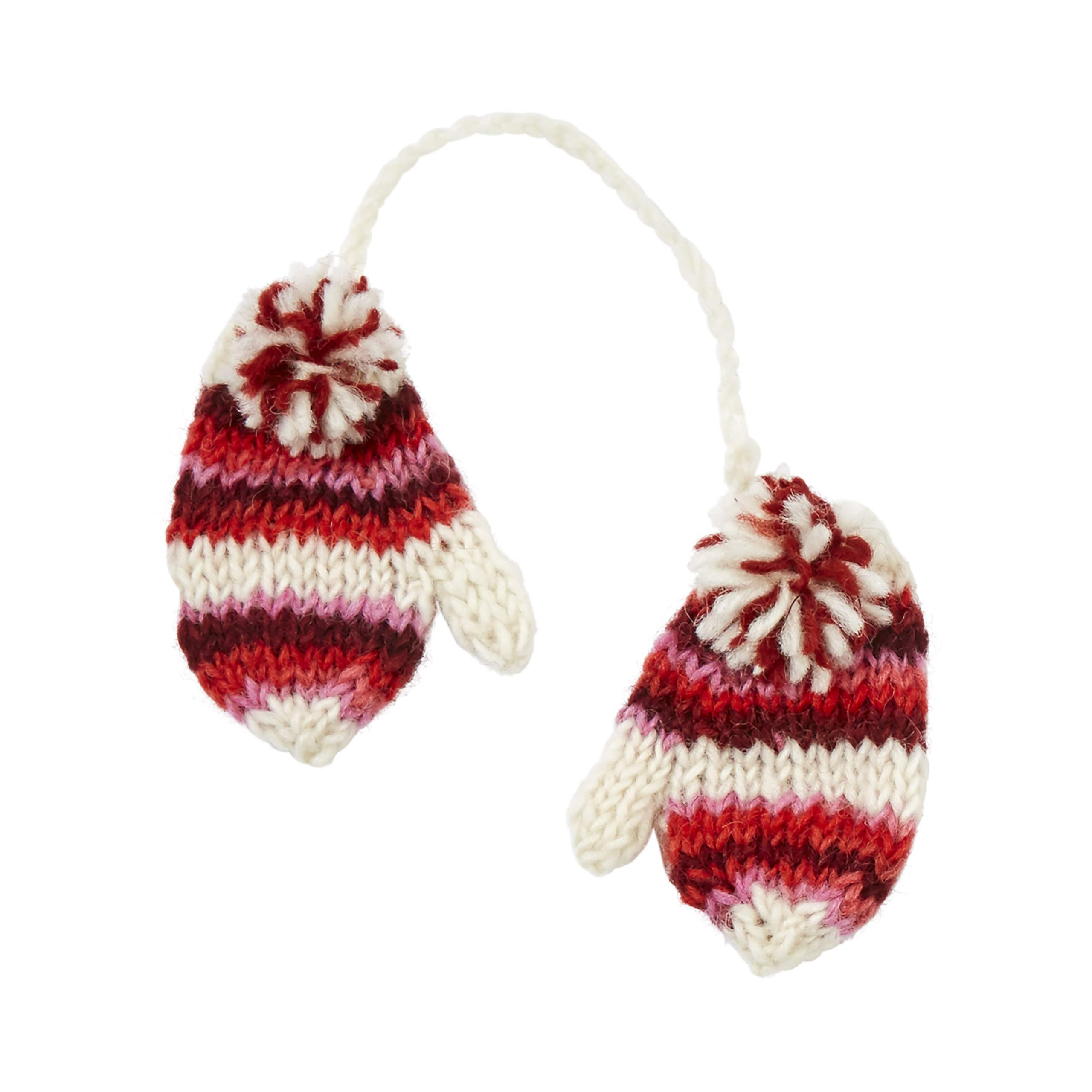Hand Knit Tiedye Mittens Ornament-Rose
