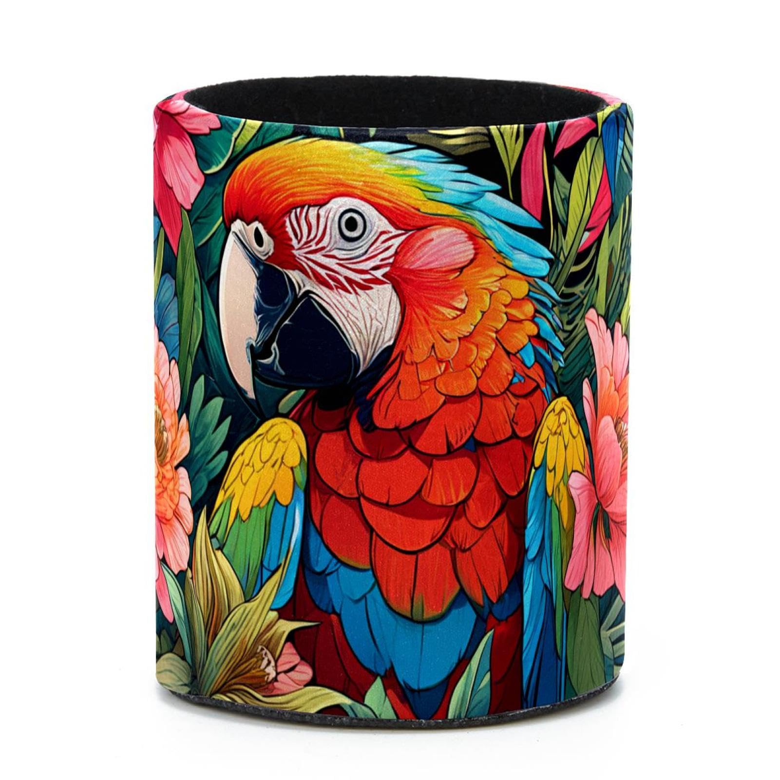 VAPOKF Round Pencil Holders for Desk, Color Drawing Parrot Pen Holders Pen Pot Makeup Brushes Storage Desktop Stationery Supplies Organiser for Home Office