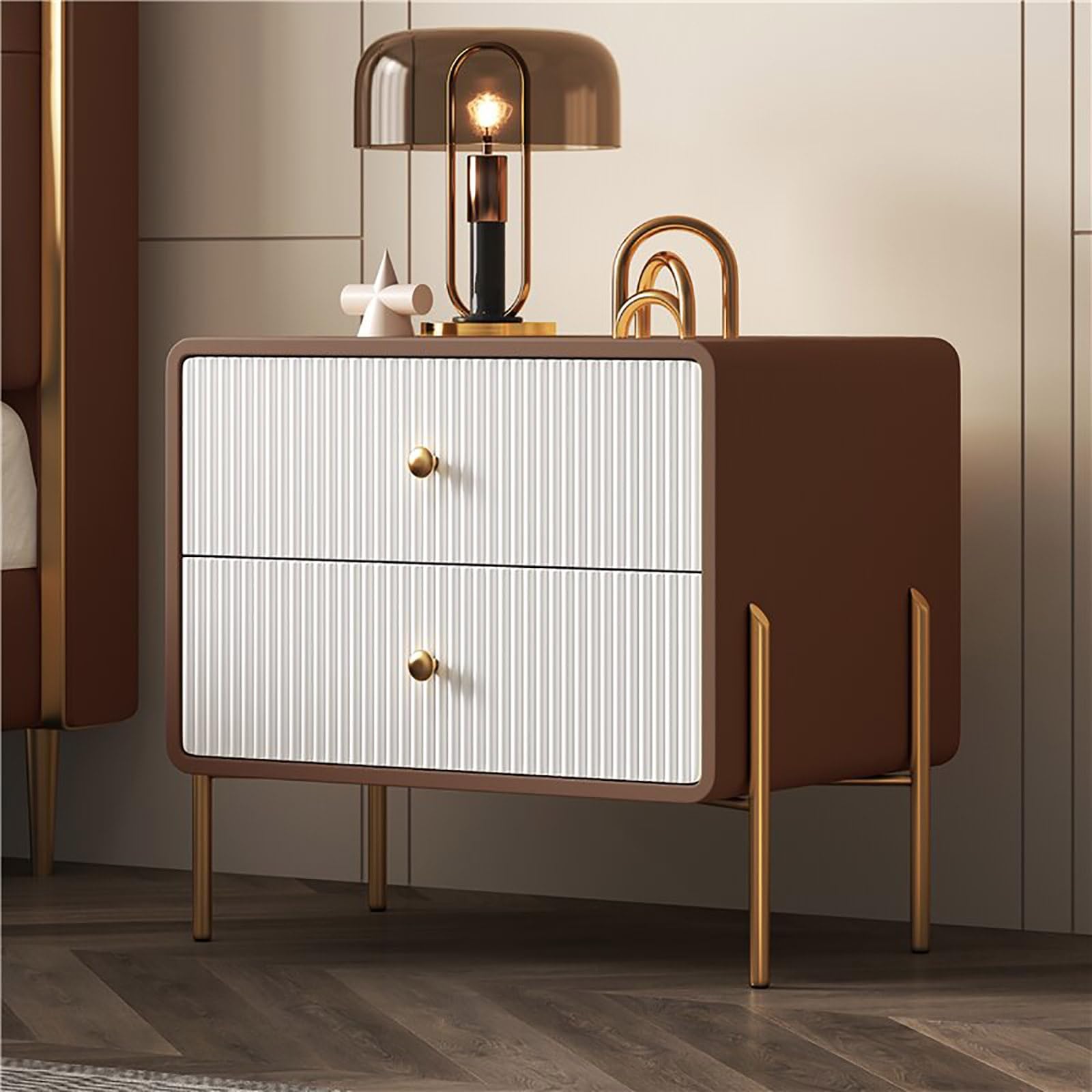 Table de chevet minimaliste bois massif pour meuble de chambre moderne avec tiroirs de rangement