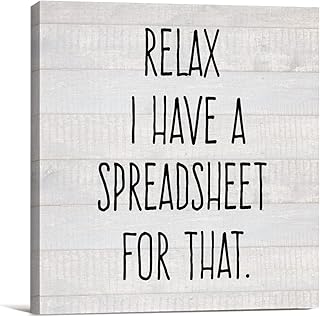 Country Office Canvas Prints Wall Art Decor Desk Sign Relax I Have a Spreadsheet Poster Painting Framed Artwork 8 x 8 Inch Home Office Shelf Wall Decoration Accountant Gift