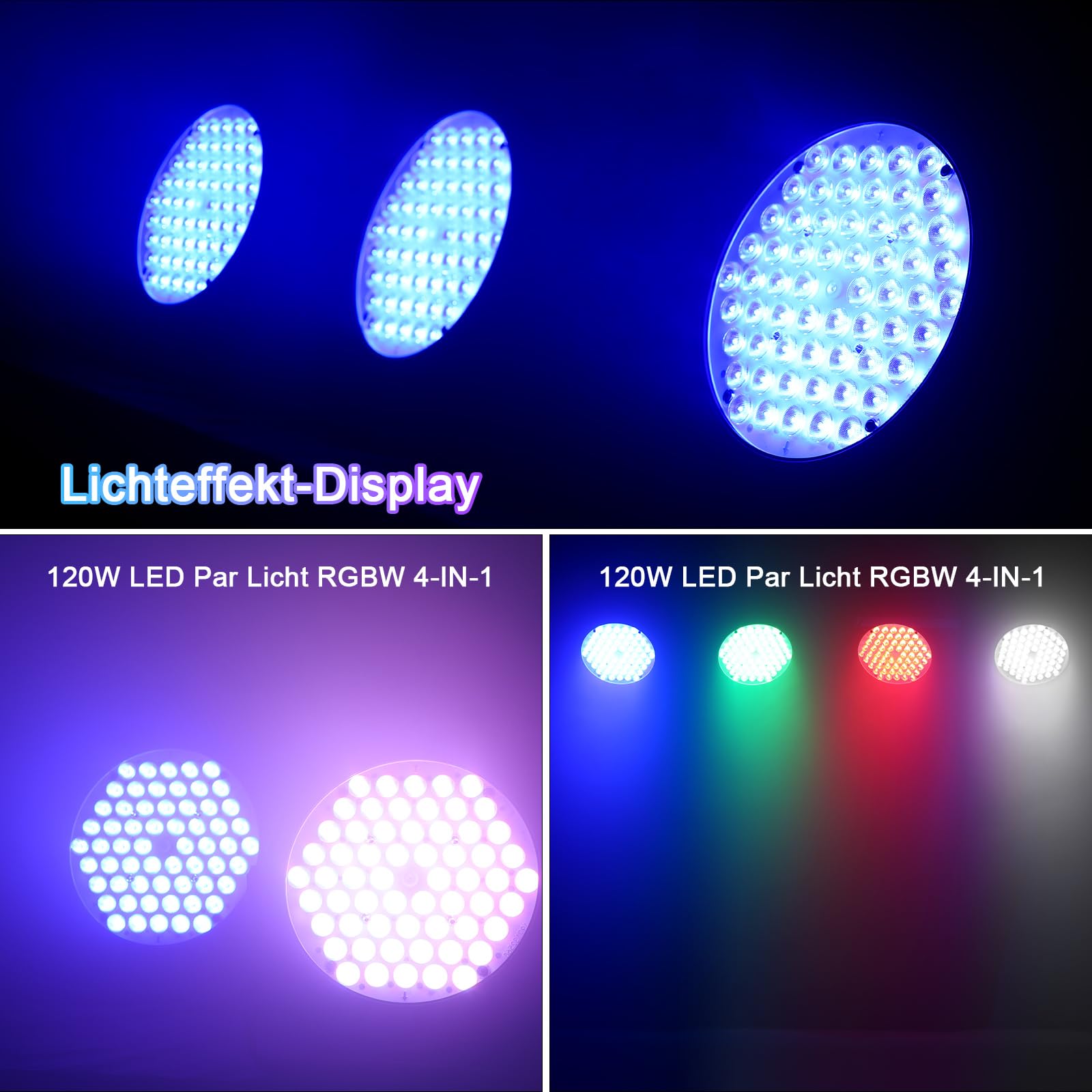 BETOPPER 120W LED Par Licht RGBW 4-in-1 Bühnenlicht Moving Head Led Par Strahler mit DMX 512, Sound Activated Led Scheinwerfer DiscoLicht Partylicht Bühnenbeleuchtung DJ Lights für Bar, Hochzeit, 4S