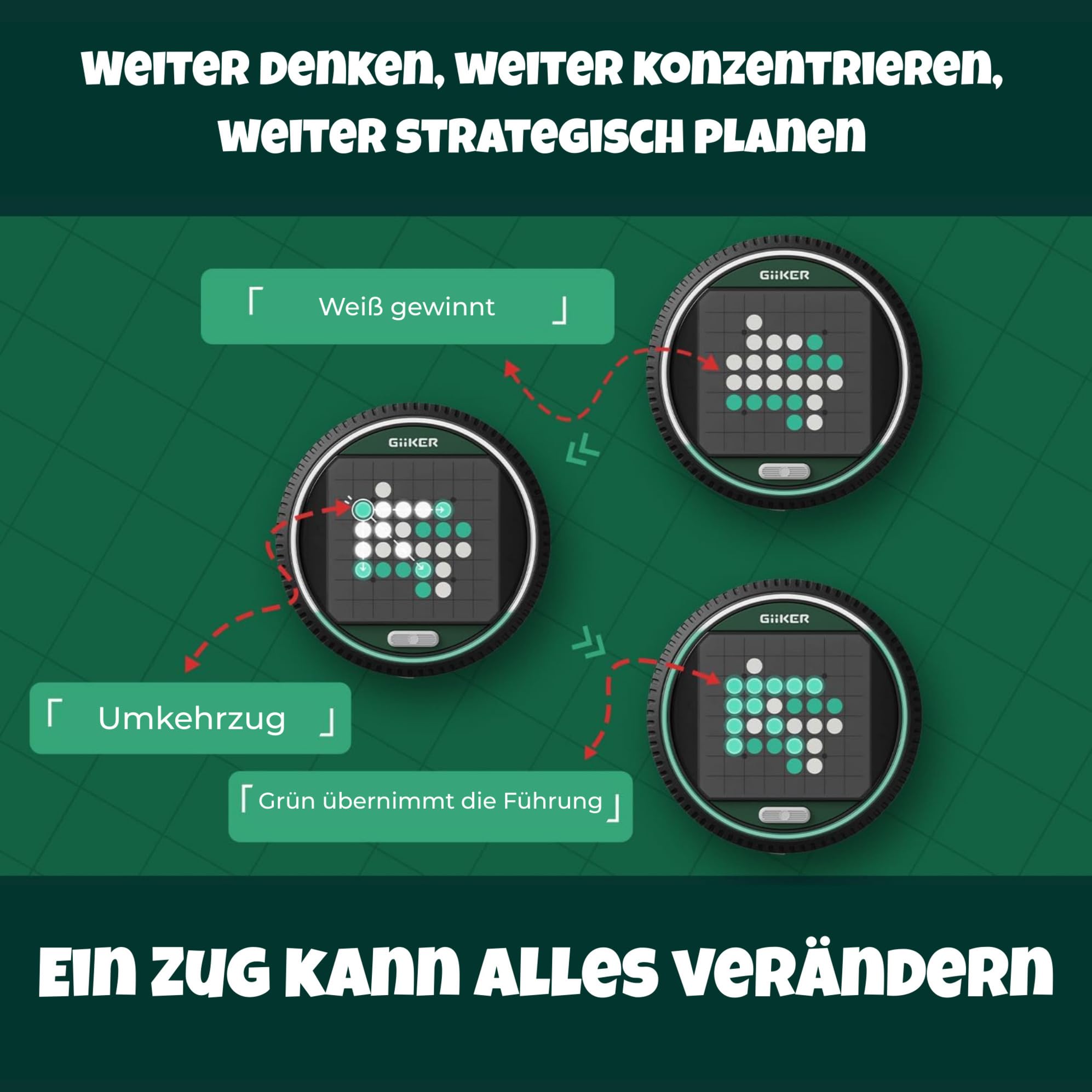 GiiKER Super Reversi - Slim LED Brettspiel 8x8 | Reversi/Othello Strategie Game | Solo AI + 2 Spieler | 500 Herausforderungslevels | Ab 6 Jahren