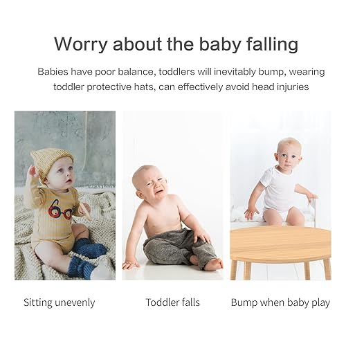Miniatura 7 de Casco protector de otoño para bebés pequeños que gatean y caminan, casco de seguridad ajustable y transpirable con protector de cabeza de cojín