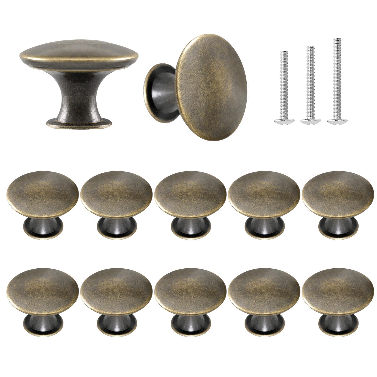 OctinPris 12x Cabinet Knobs Bronze Oil Rubbed Round Antique Dresser Door Knob Pull Handles 30mm/1.18in for Closet Chest Bathroom Kitchen Furniture