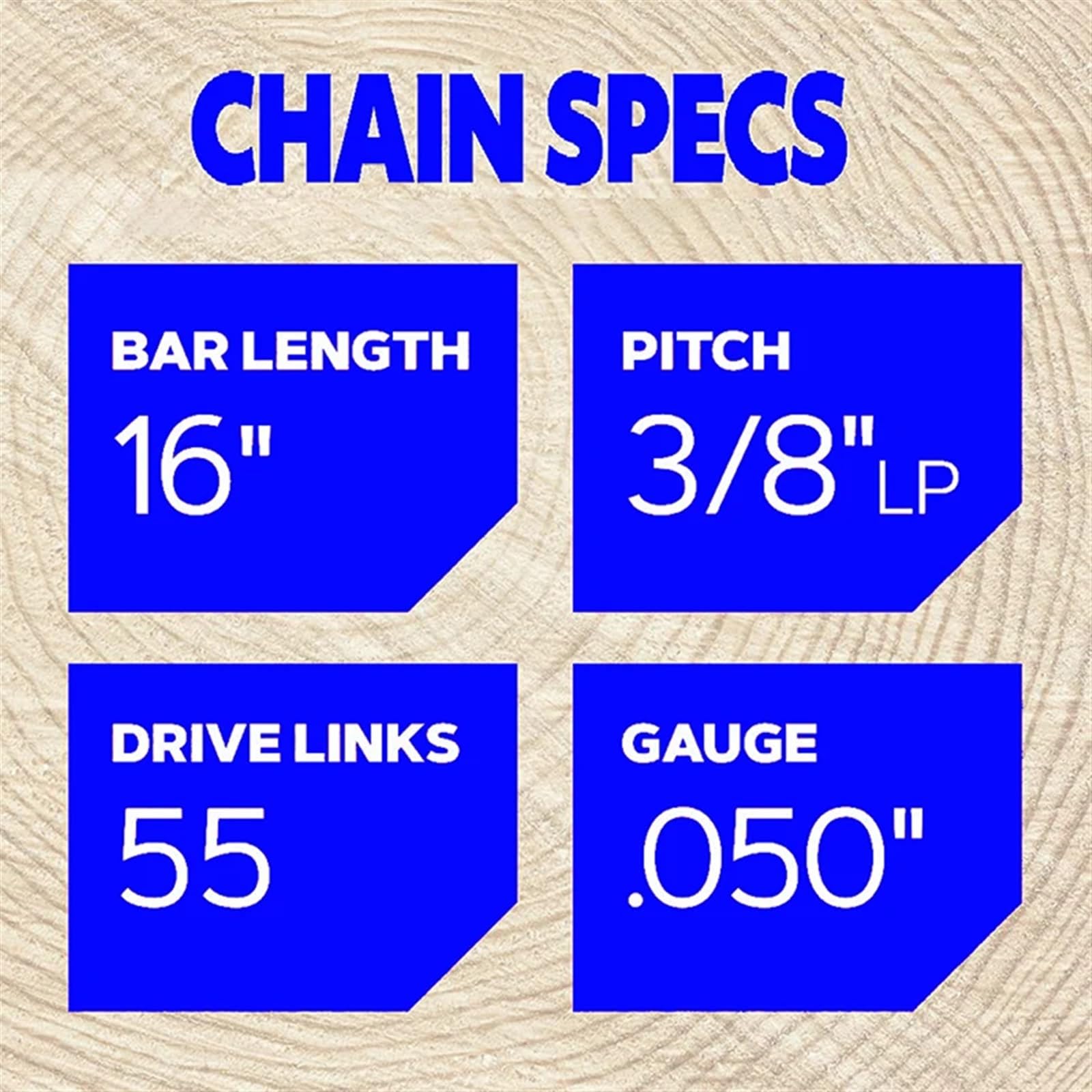 Cadena Motosierra Motosierra de cadena de 16 "pulgadas, calibre de 3/8" LP .050 ", 55 eslabones de transmisión, semicincel, repuestos de motosierra eléctrica a gasolina, poda de registro(6x Chain)