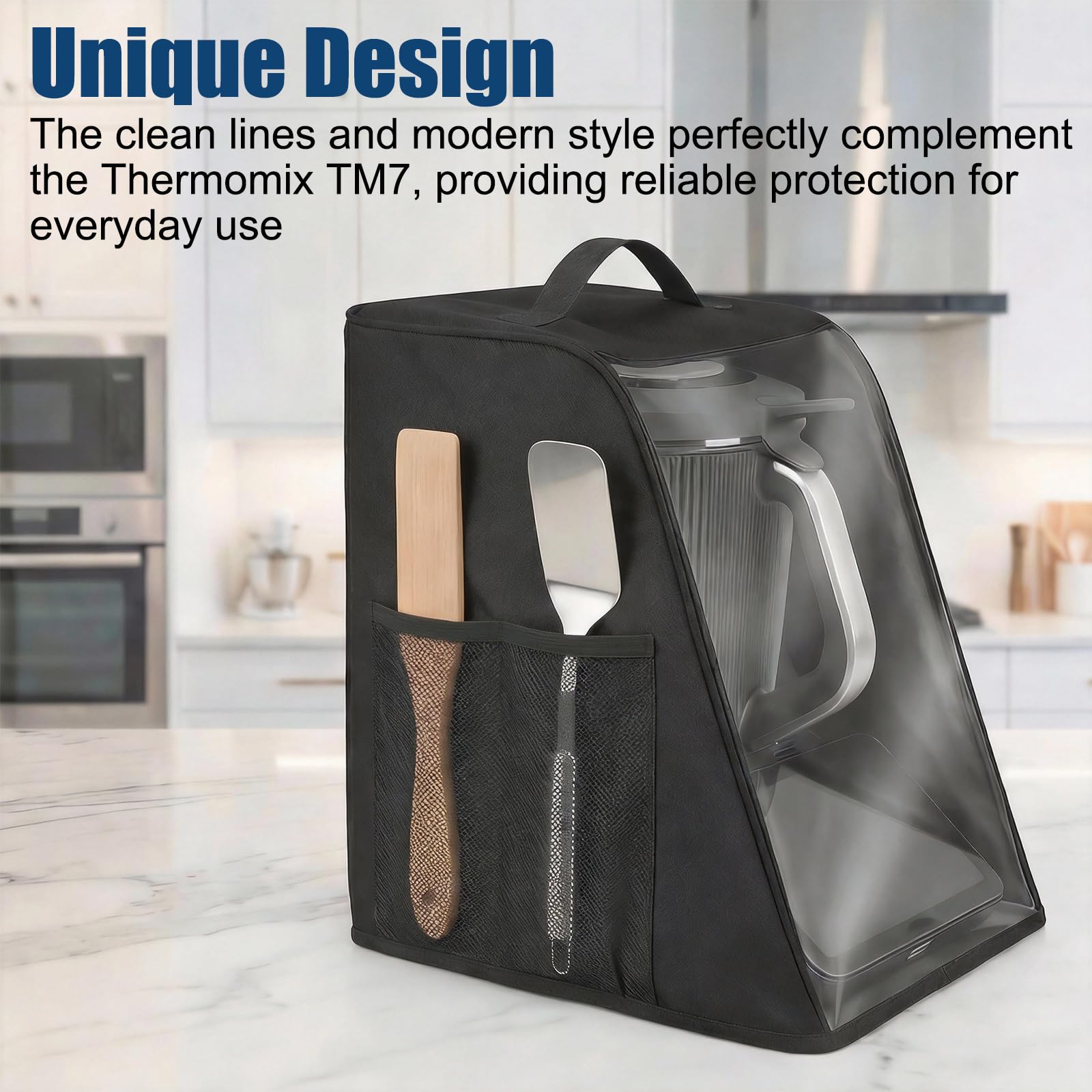 Cubierta protectora para Thermomix TM7, Funda thermomix tm7 con ventana de visualización transparente, diseño plegable, bolsillos para accesorios y asa de transporte Ideal para almacenar TM7 — view 7