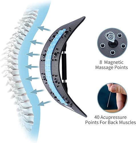 Miniatura 4 de YILANFULL Camilla de espalda, productos para aliviar el dolor de espalda con puntos de acupresión magnéticos, galleta de espalda ajustable, alivio