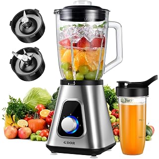 GDOR 1200W Blender for Smoothies and Shakes, 52 Oz Countertop Blender & 22 Oz Personal Blender Combo, 6-leaf Blade, 3 Adjustable Speed for Juices, Frozen Fruit Drinks, Sauces, Self-Cleaning - Amazon product rated Grade A