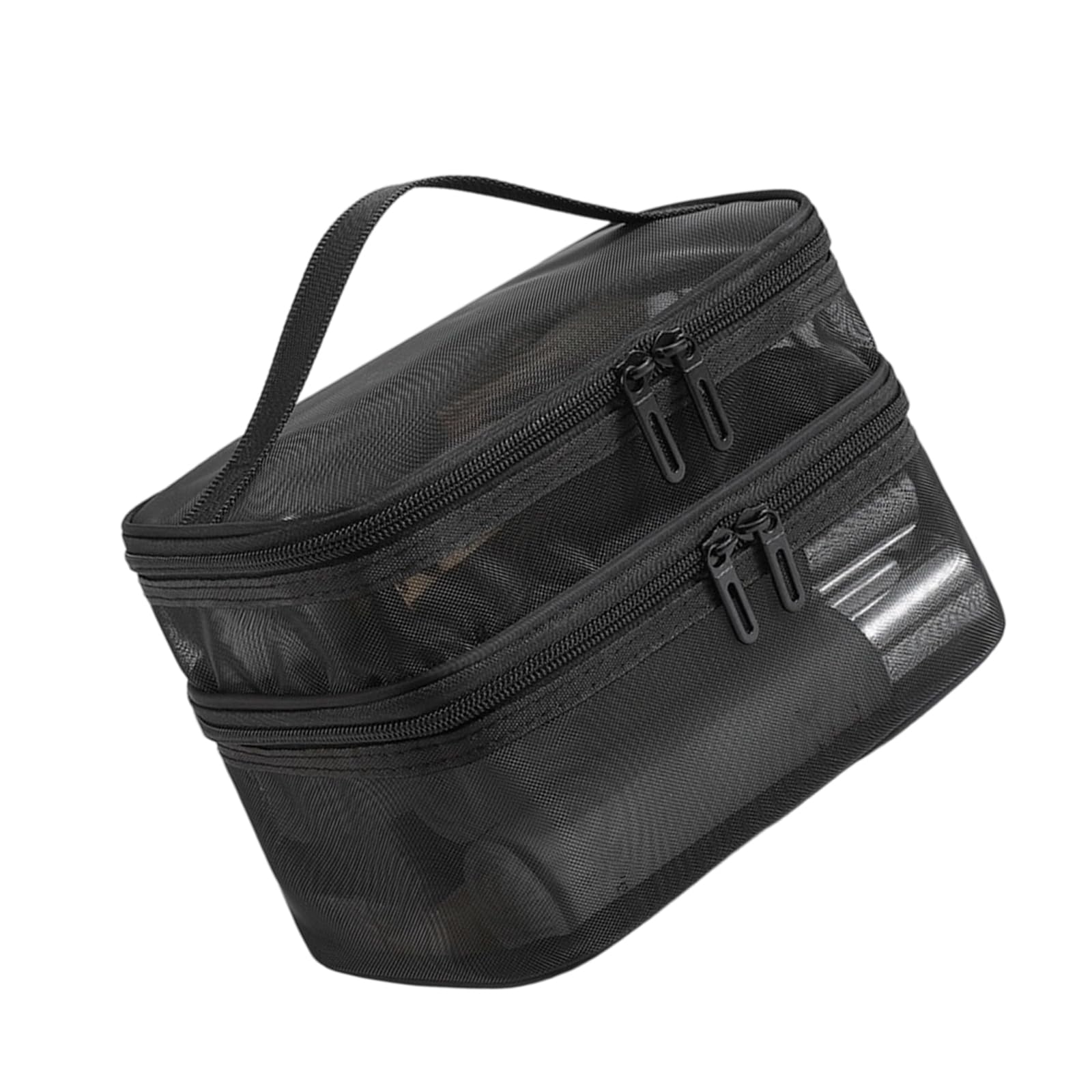 Sisyeuo Nylon Meshes Travel Cosmetic Organizers Double Compartment Waterproof Makeup Bag Women Men Toiletries Storage Nylon Makeup Travel Bag