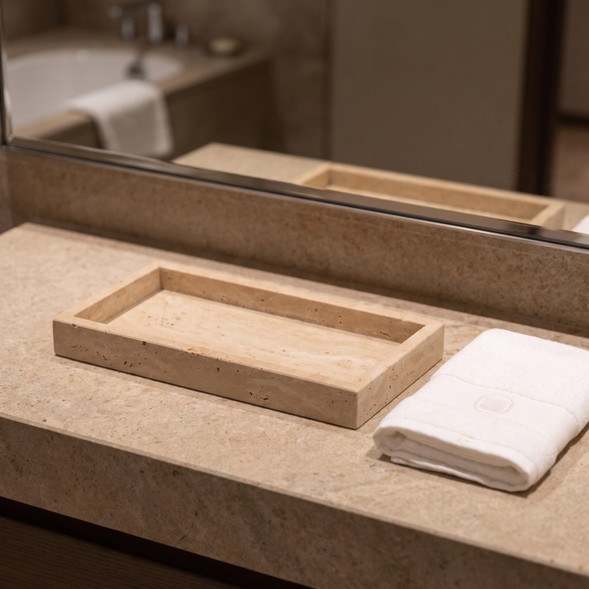 Alipis Bandeja Rectangular de Mármol Natural para Baño, 9, 8x4, 7 Pulgadas