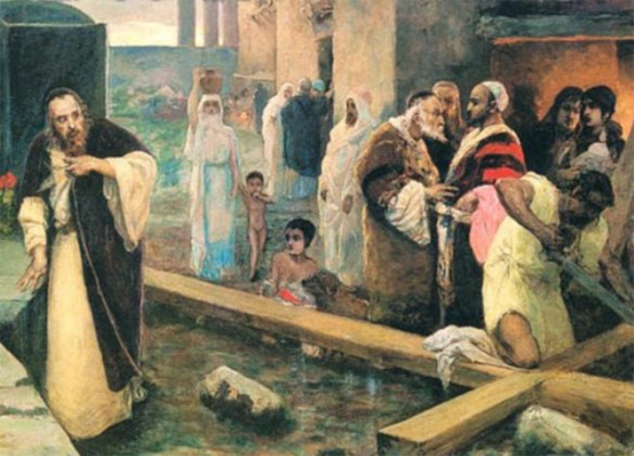 ARTXLXXBN Famous Prints Artwork Pictures Poster Painting Art the Construction of the Cross by Wilhelm Kotarbinsky Artwork Landscape Pictures for Home Decor 60x90cm