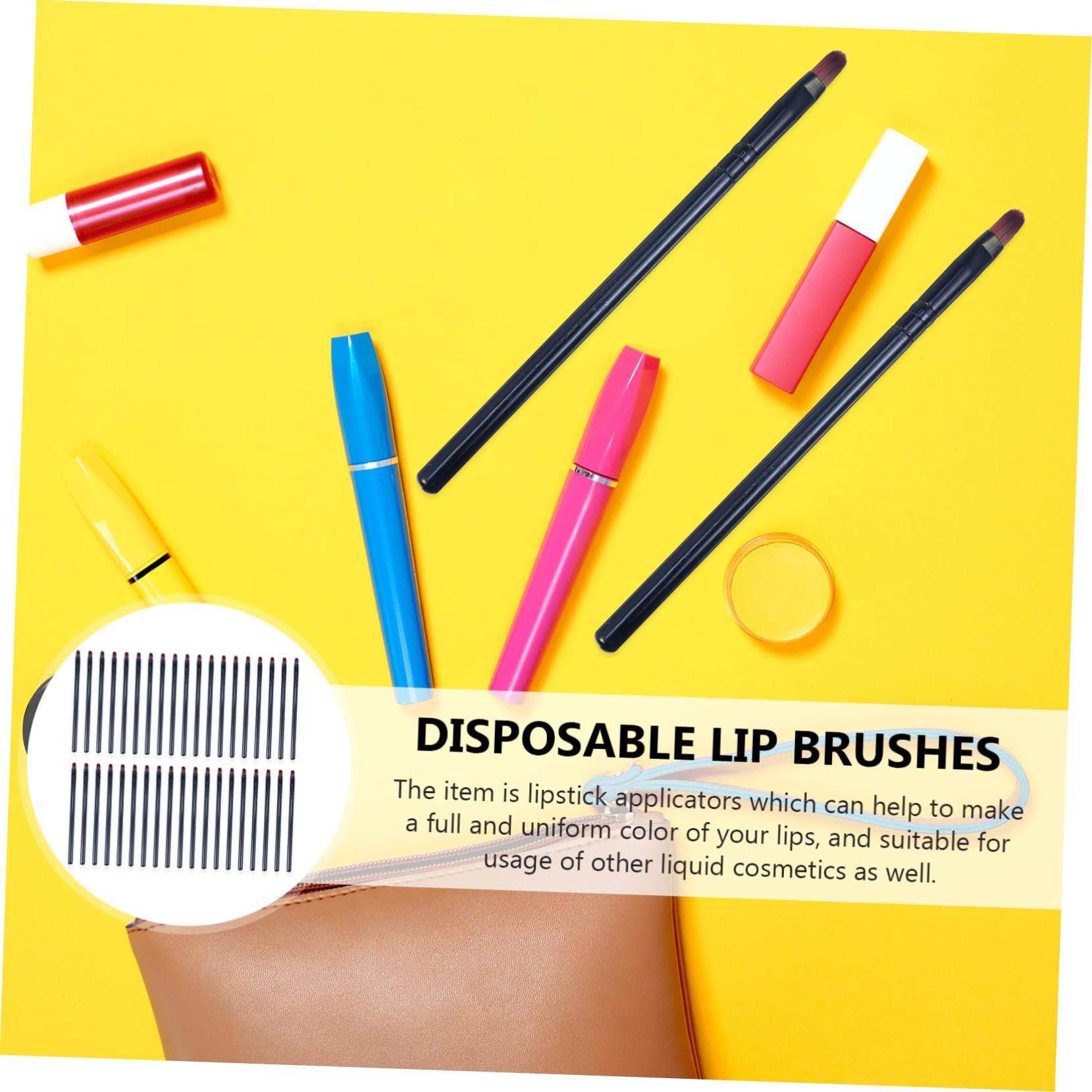 Gogogmee Ergonomic Handle Lip Brush 50pcs Portable Makeup Brushes Retractable Lipstick Applicators