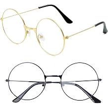 2 Pack Halloween Wizard Glasses Round Costume Glasses,Cosplay Old Man Accessories for Halloween Parties