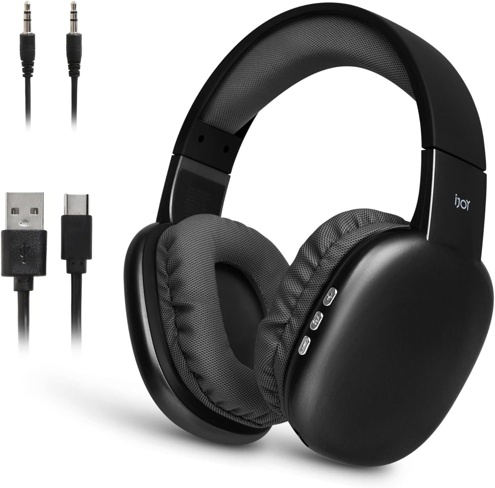 Ultra Wireless Over-Ear Bluetooth Headphones with Mic, Up to 10 Hours Playtime, Bluetooth Headset 33Ft Range with Backup AUX Cable & SD Slot, Wireless Headphones for Gaming, Work & Gym (Black)