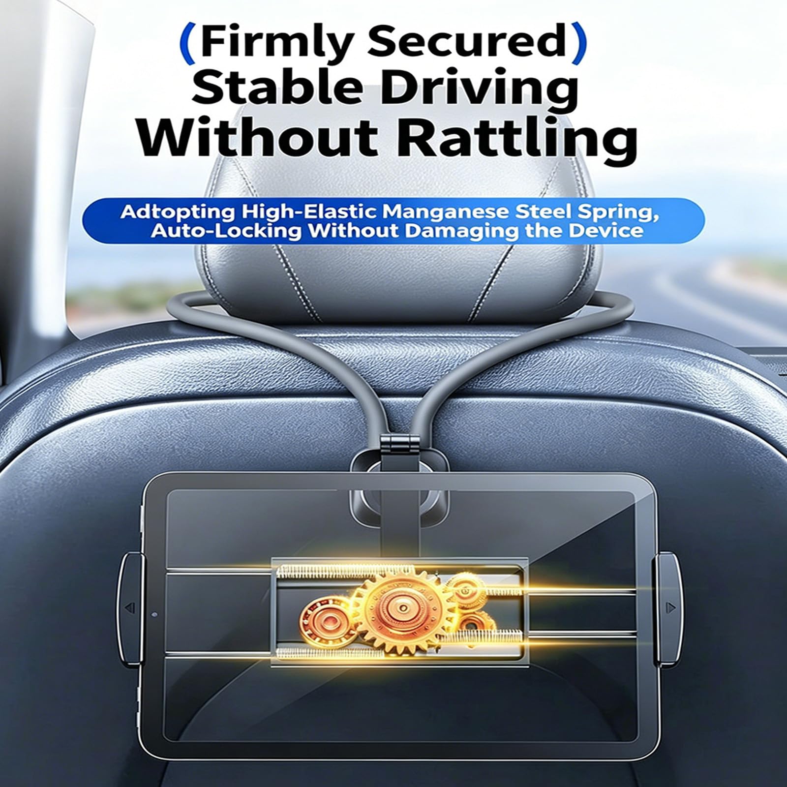 Auto Tablet, Ständer für Vorder oder Rücksitze, funktioniert mit verschiedenen Kopfstützentypen, Rücksitzpolster Hängehalterung, Geteilte Kopfstützen Panel Halterung