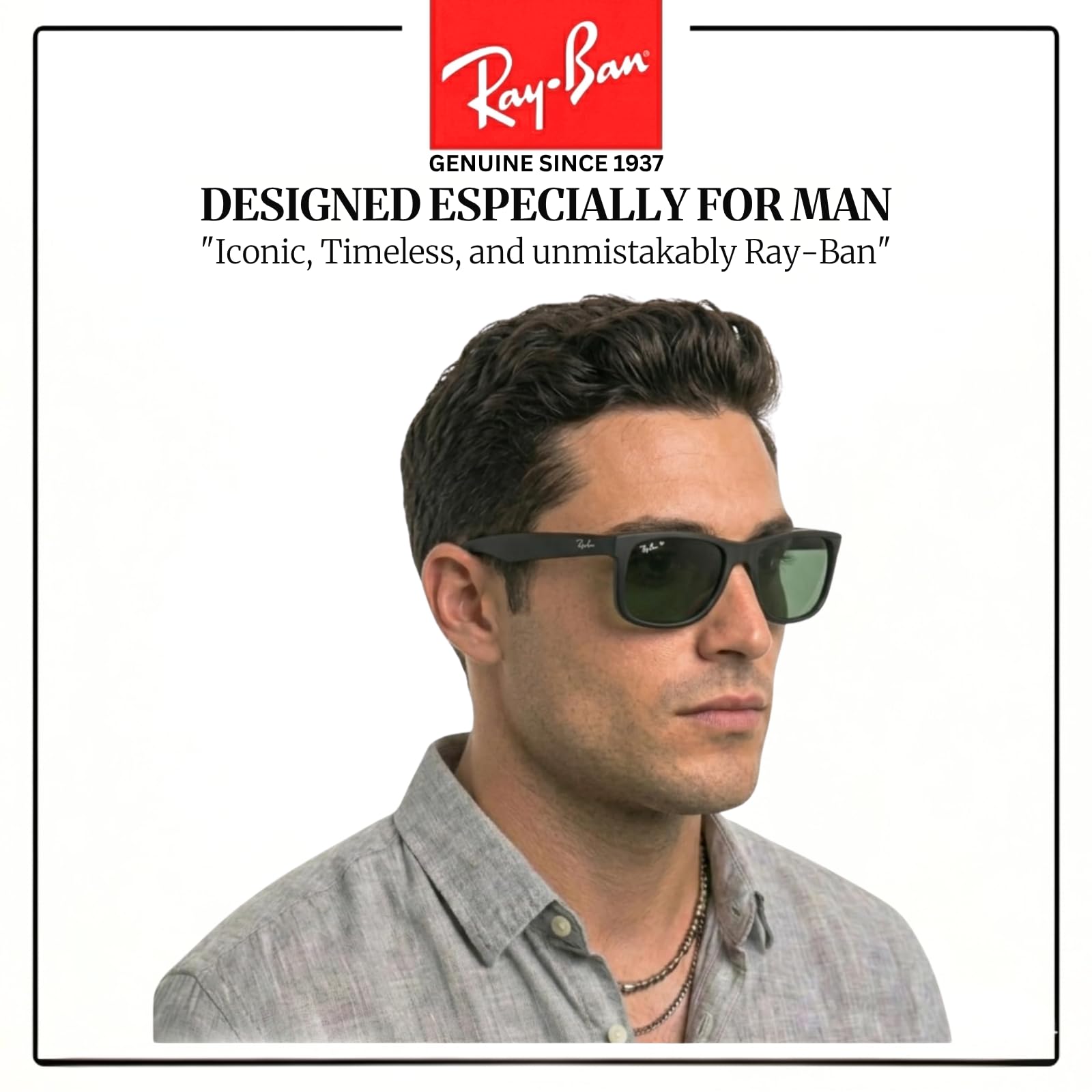 Ray-Ban RB4202 Andy quadratische Sonnenbrille, BRILLEN-SET | Exklusiv-Etui und Care-Kit | Matt Black/G-15 Green