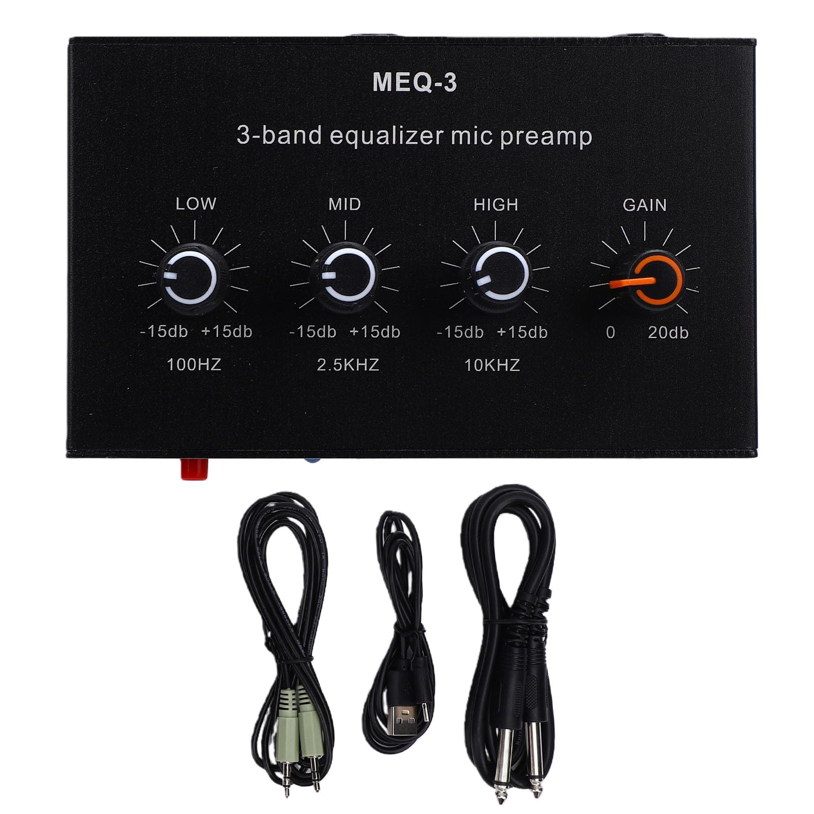 Fabater Preamplificatore Microfonico, Amplificatore di Guadagno 20 DB con Equalizzatore a 3 Bande e Circuito ALC, per Microfoni Elettrete a Condensatore Dinamici, Ingresso Uscita