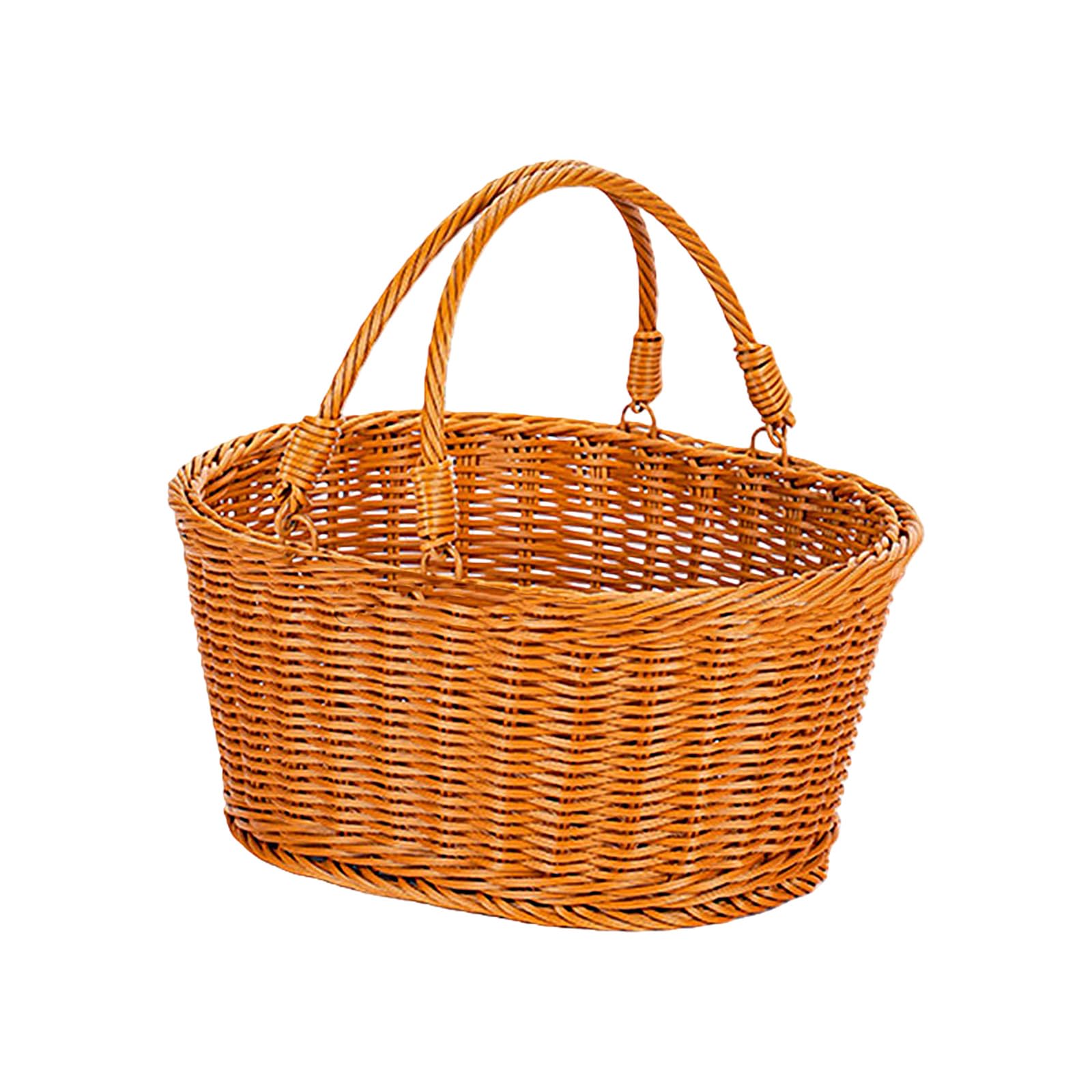 Shntig Stylish Water-Resistant Oval Handwoven Basket for Beach Outings and Picnics Ergonomic Handle Basket