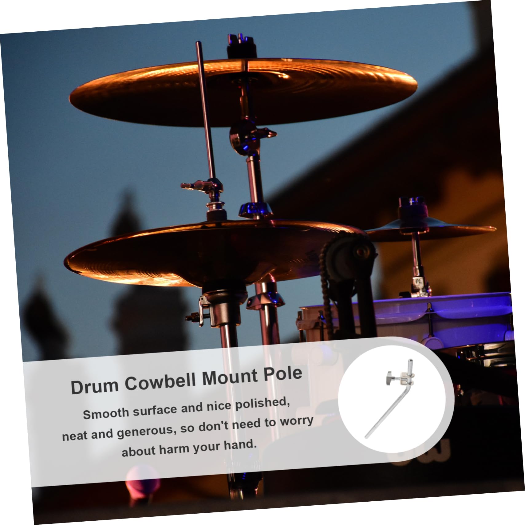 Levemolo Drum Cowbell Supply Extension Cowbell Rod Cowbell Bracket Cowbell Connecting Rods Cowbell Fixing Stand Drum Kit Cowbell Rod Cowbell Accessories Cowbell Holder Cowbell Rods Drum Rod