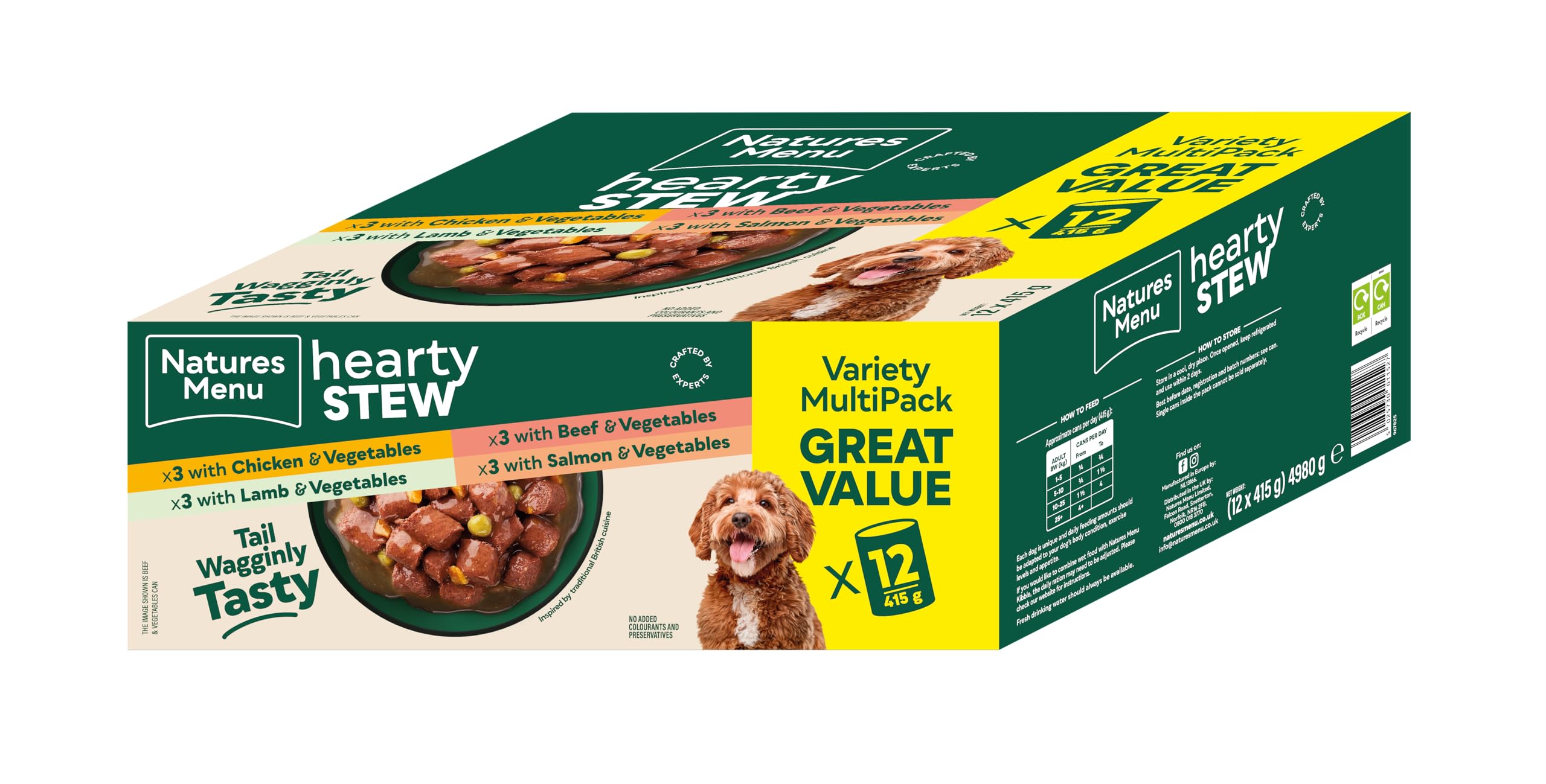 Natures Menu Hearty Stews Wet Food for Adult Dogs - 12 x 415gr (Chicken, Lamb, Beef & Salmon)