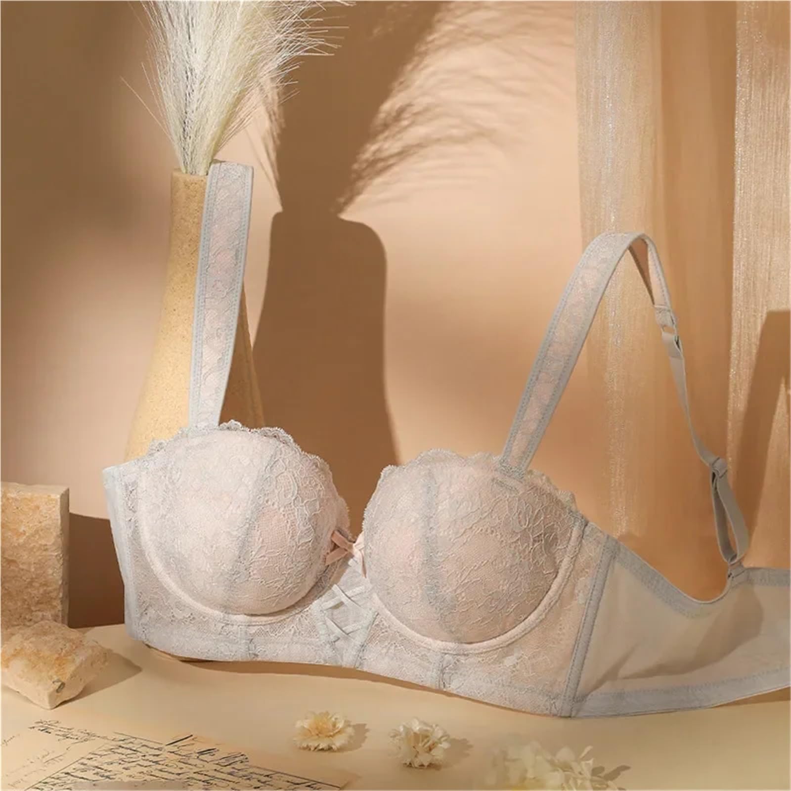 Sujetador de Mujer Sujetador de Encaje Fino for Mujer, Push-up, Ropa Interior pequeña Que Revela el Pecho Grande, Tallas 70-100 BCDE para Diario