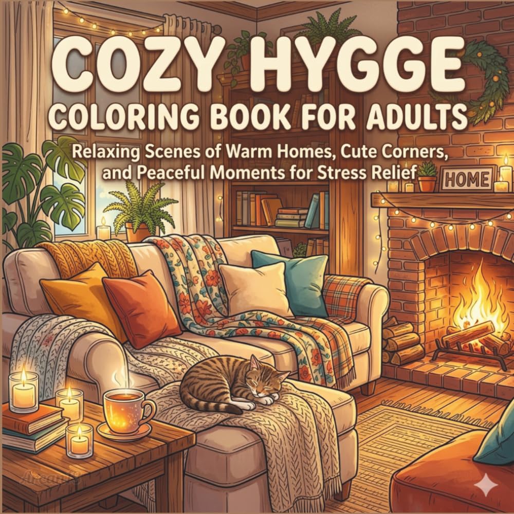 Cozy Hygge Coloring Book for Adults: Relaxing Scenes of Warm Homes, Cute Corners, and Peaceful Moments for Stress Relief