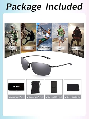 Miniatura 7 de JIM HALO Lentes de sol deportivos para hombres y mujeres, TR90 sin montura para correr, pescar, ciclismo, conducción