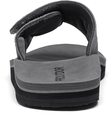 Men's Wide Slide Ergonomic Sandals Fully Adjustable Strap & Comfort Fit Orthotic Arch Support Athletic Sandals with Soft Cushion Footbed