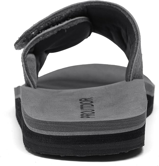 Men's Wide Slide Ergonomic Sandals Fully Adjustable Strap & Comfort Fit Orthotic Arch Support Athletic Sandals with Soft Cushion Footbed