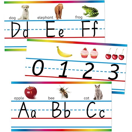 amazon com alphabet and numbers with photographs bulletin board set classroom wall line office products