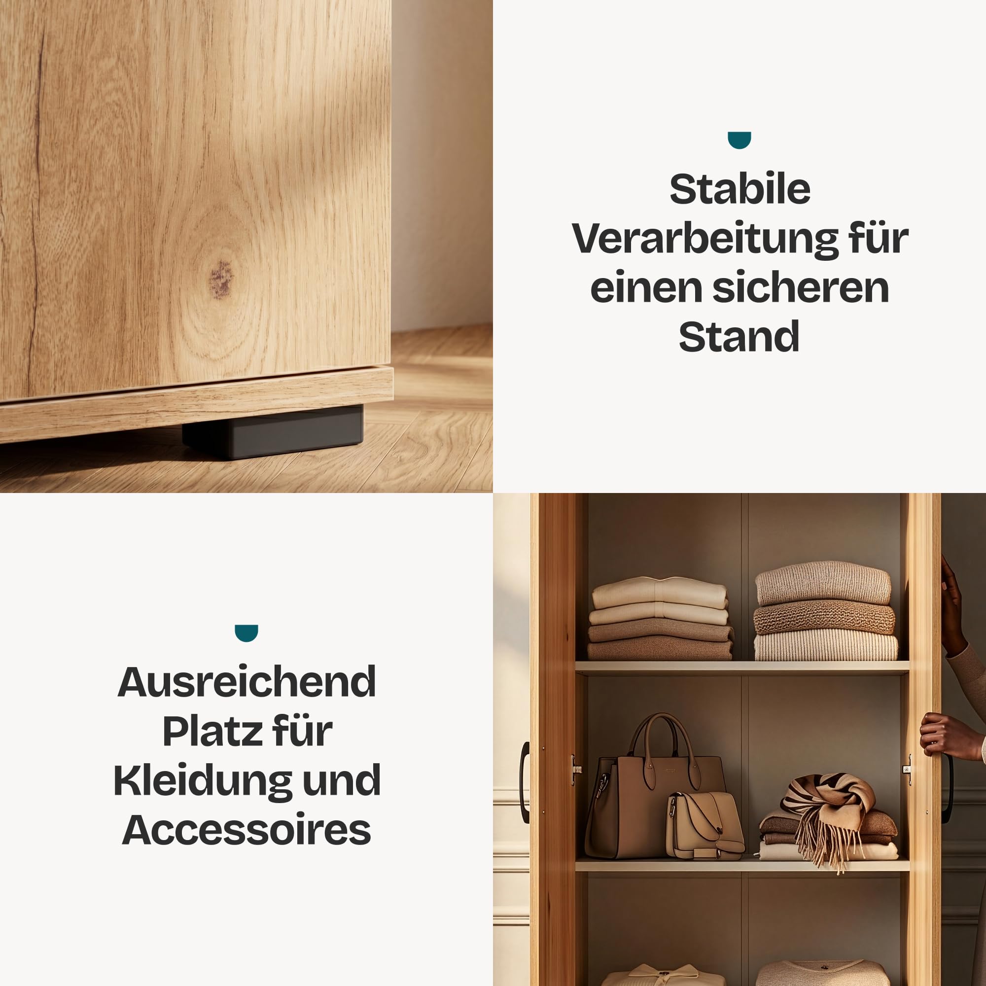[en.casa] Mehrzweckschrank 60 cm breit Chalvefted Badezimmerschrank schmal 2 Türen Aufbewahrungsschrank Hochschrank Küchenschrank Vorratsschrank Flur Haushaltsschrank 175 x 60 x 35 cm Eicheoptik