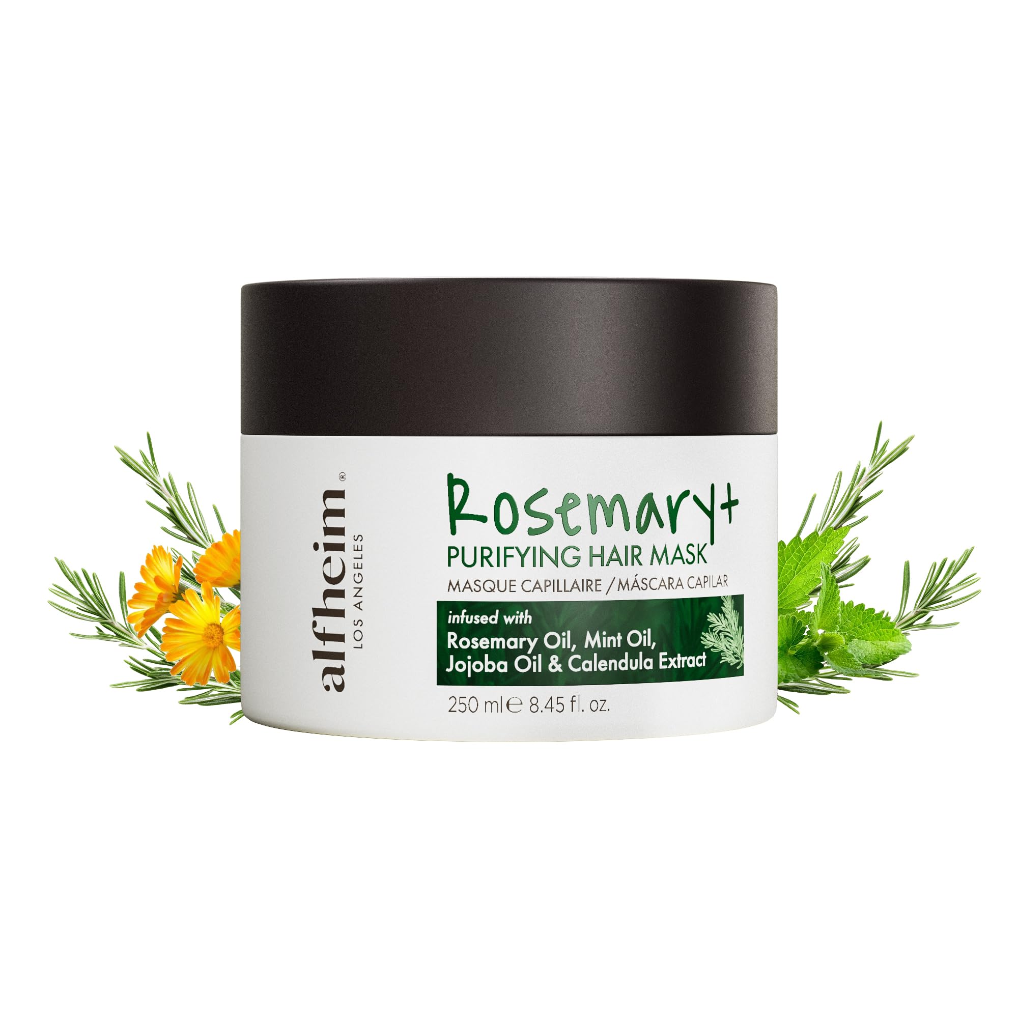 Alfheim ALFHEIM Rosemary+ Purifying Hair Mask – Deep Hydrating & Balancing Treatment for Oily & Fine Hair with Rosemary, Peppermint & Jojoba Oils – Strengthens, Smooths & Refreshes – Sulfate Free – 8.45 oz