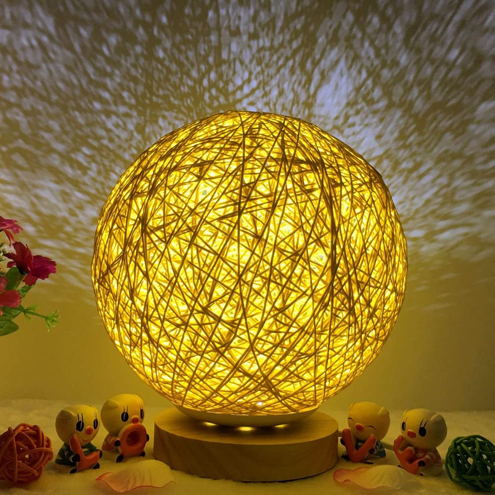 Night Light, Friend Gifts for Women, 3D USB Charging LED Rattan Night Table Desk Lamp, Lamp for Bedroom, Birthday Gifts for her