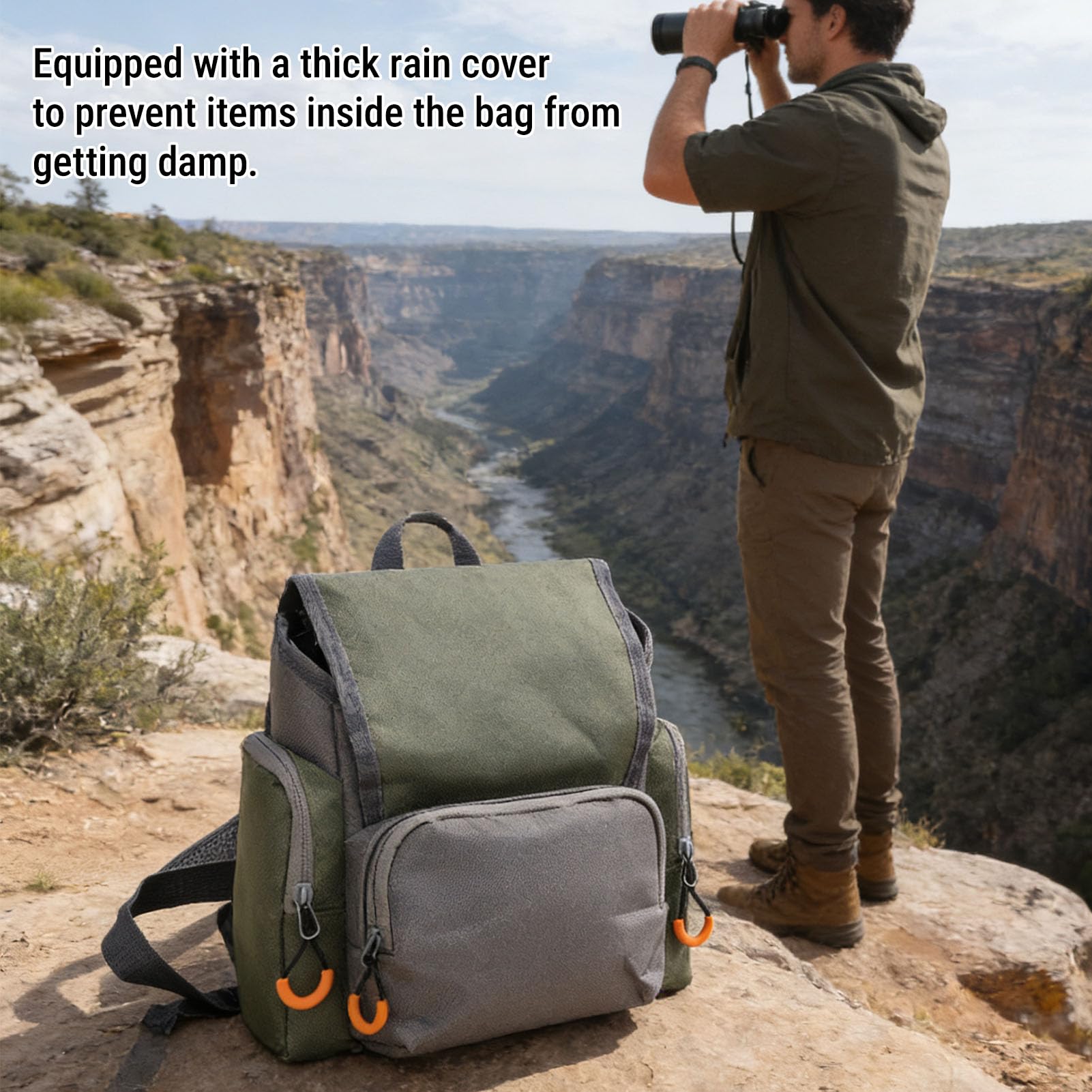 POENVFPO Outdoor-Brusttasche, Fernglas-Gurt-Brusttasche, Bino-Tasche mit Regenschutz, für Entfernungsmesser Im Freien