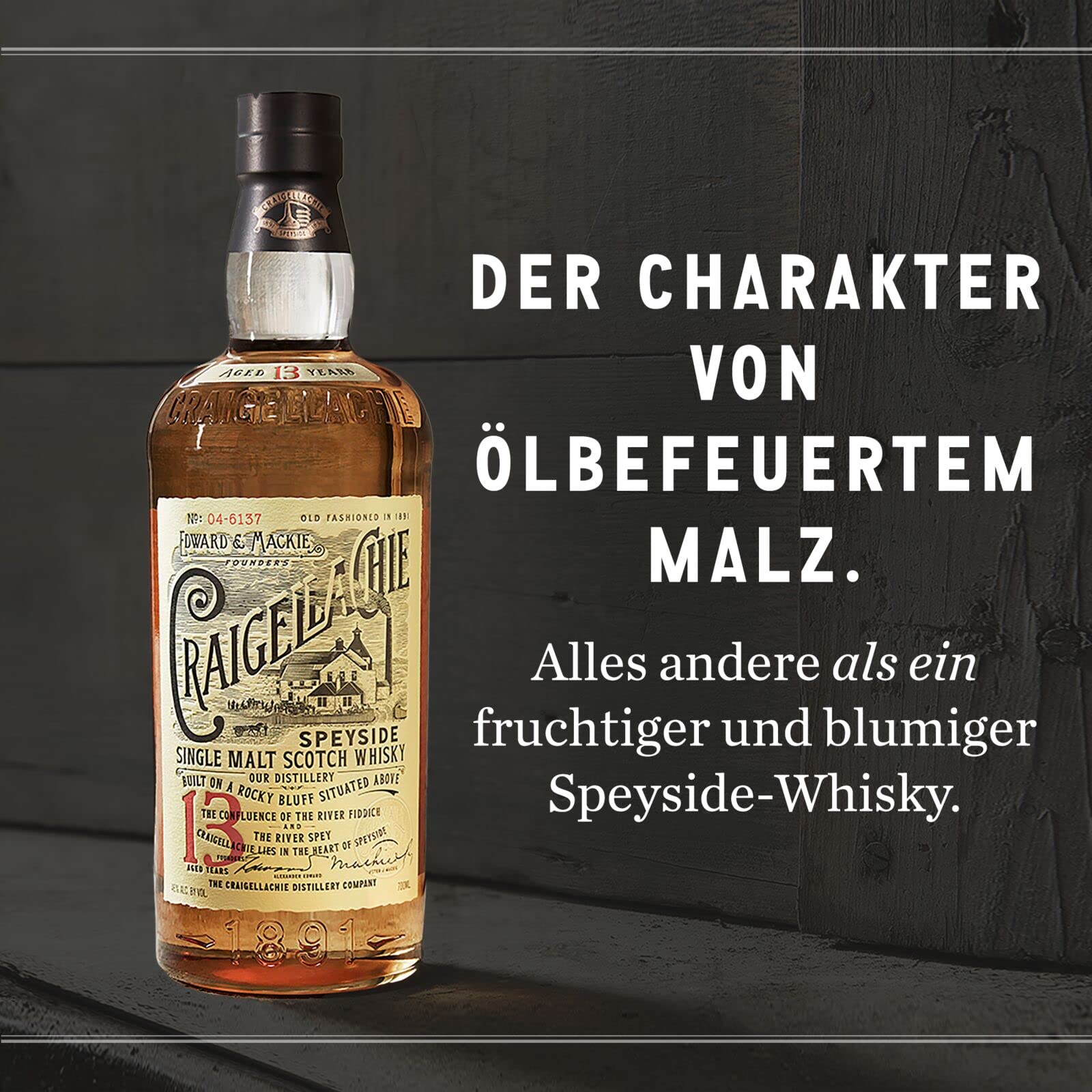Craigellachie 13 Jahre alter Speyside Scotch Single Malt Whisky, 46% Vol., 700 ml, in edler Geschenkbox, in Sherry- & Bourbonfässern veredelt, ideal als Whisky-Geschenkset, 70 cl