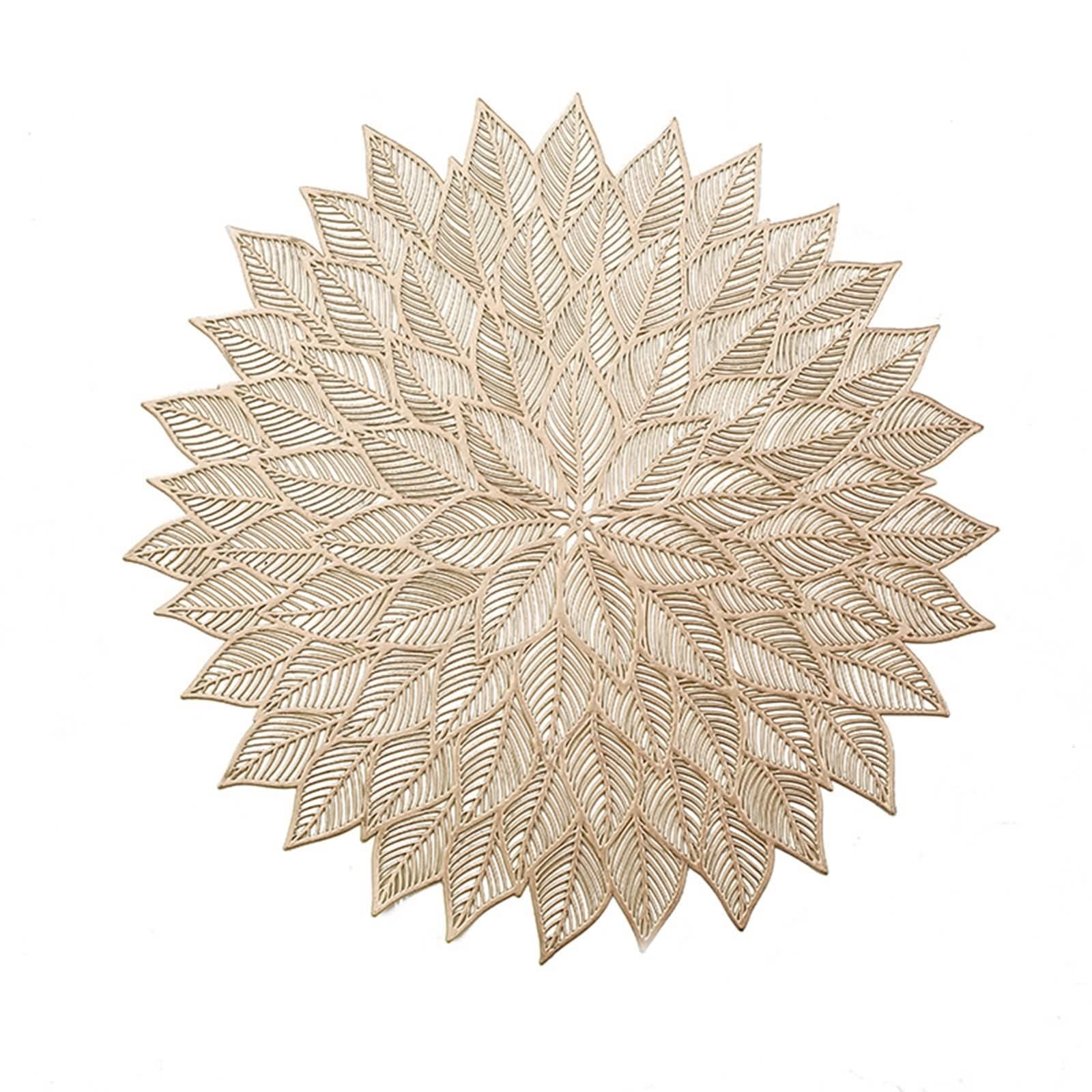 Platzdeckchen Gold, Platzdeckchen Herbst 10er Set Muster Aus Hohlen Blättern PVC Platzset 38cm