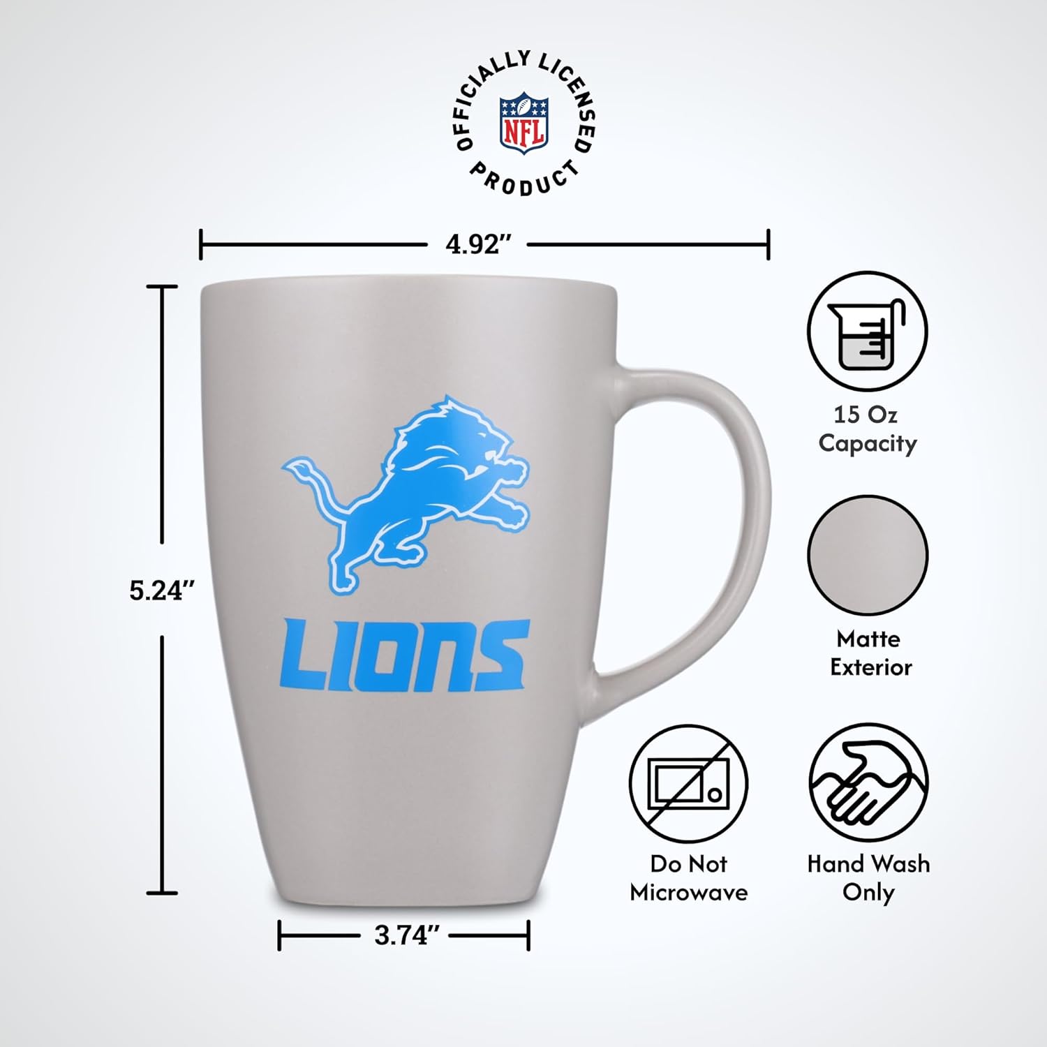 The Memory Company | Licensed NFL 15oz Square Mug with Logo,Detroit Lions - Image 5