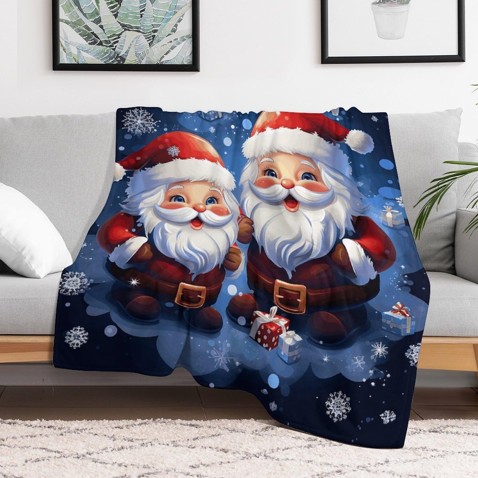Couverture polaire Père Noël plaid doux pour des soirées cocooning sur le canapé