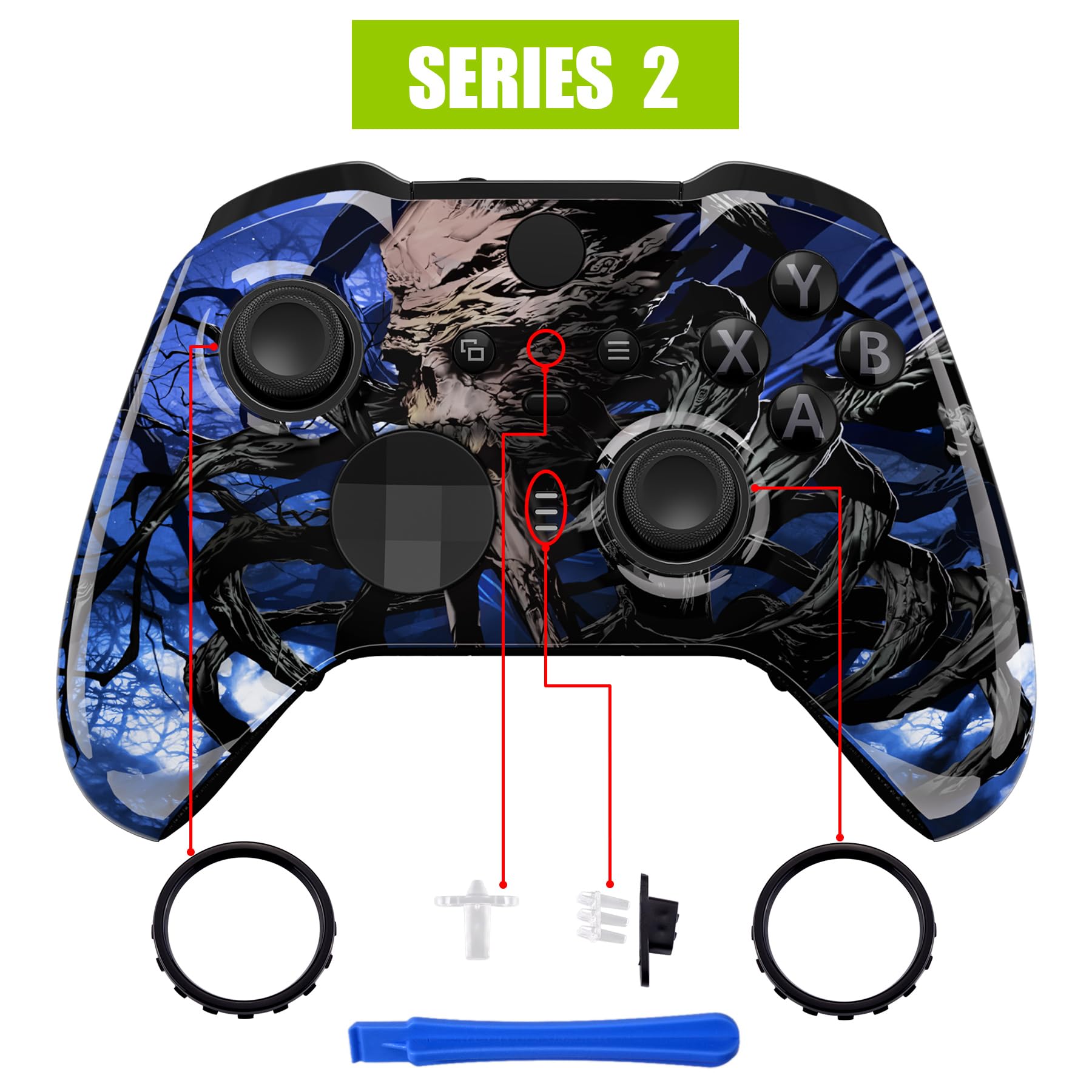 EXtremeRate Chameleon Green Faceplate Shell – Xbox One Elite Series 2 Controller Housing