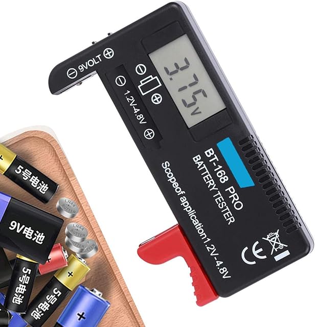 Folanda Battery Tester, Universal Digital LCD Tester Checker, Household Life Level Testers Power Meter for AA AAA C D 9V 1.5V Button Cell Batteries, 1.2~4.8V and Monitor
