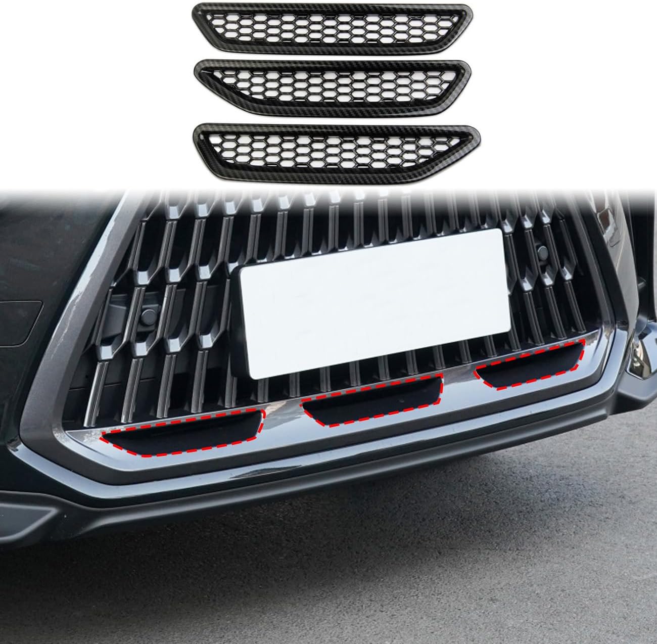 Carbon Fiber Style Front Bump Grille Vent Cover Trim Accessories for 2022-2025 Lexus NX