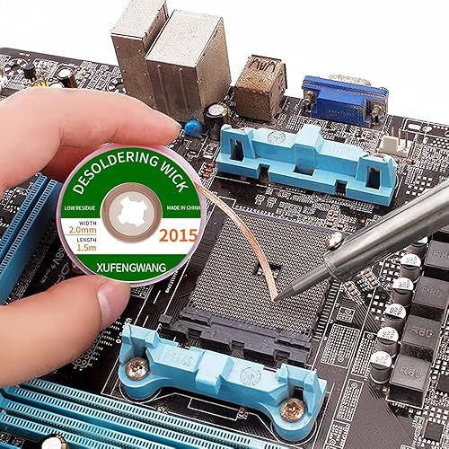 Miniatura 3 de Trenza de mecha de soldadura con fundente, súper 5 pies de longitud, 0.039 in de ancho, herramienta de eliminación de trenzas de mecha de