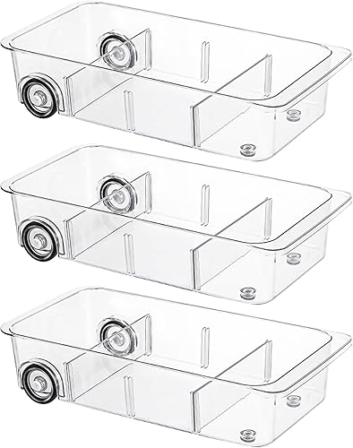 Miniatura 7 de Organizador de refrigerador con ruedas, paquete de 2 organizadores de cajones de refrigerador enrollables y diseño transparente de almacenamiento