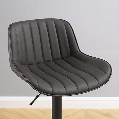 Miniatura 3 de Zouron Juego de 2 taburetes de bar giratorios, taburetes de bar ajustables de altura de mostrador con respaldo alto, taburetes de bar de piel