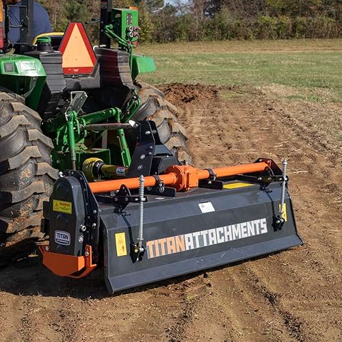 Miniatura 2 de Titan Attachments 48in PTO Driven Rotary Tiller, Categoría 1, Enganche de 3 puntos, Engranaje de una sola velocidad, Las púas en forma de L trabajan
