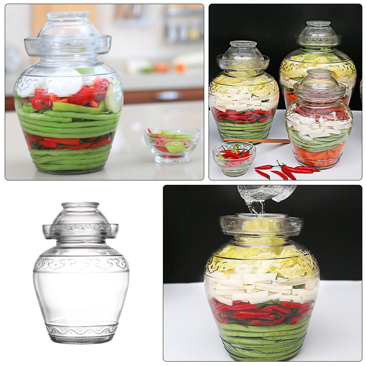Gärglas im Haushalt für Sauerkraut und Fermentiertes Gemüse 2,5l aus Glas mit Breiter Öffnung zur Frischhaltung von Lebensmitteln als Großes Gefäß