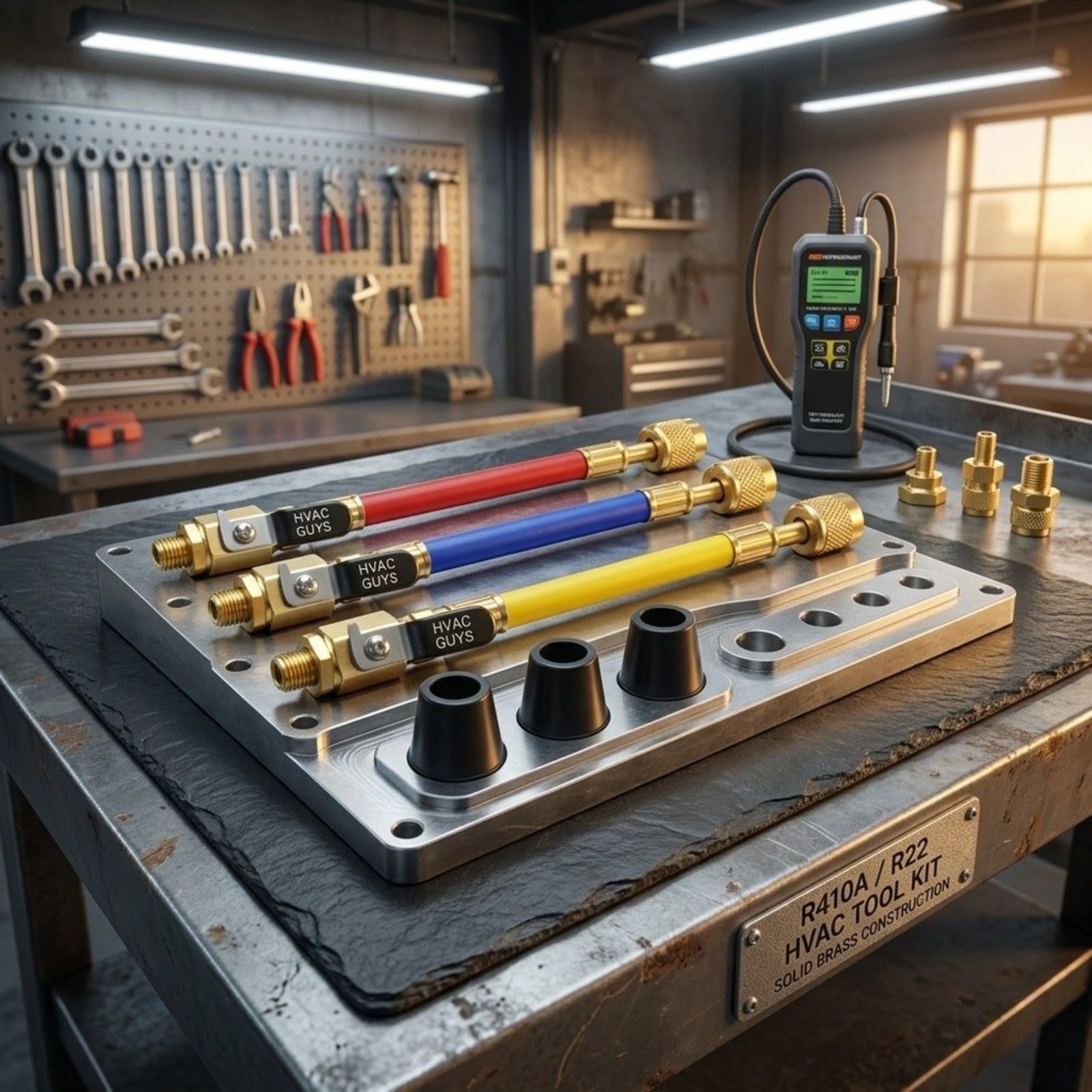 3 Stück Messing HVAC Schläuche mit Kugelhähnen 1/4 Zoll x 1/4 Zoll für R410A R22 R134a AC Service Kit