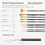 Shuttle Art 48 Ensemble de peinture acrylique, 30 Couleurs Peinture acrylique36ml) avec 10 Brosses 5 Toile 1 Couteau de peinture 1 Palette 1 Éponge, Ensemble complet pour les enfants, Adultes Peinture sur Toile Rocks Wood Ceramic
